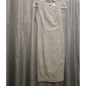 Calvin Klein Plaid Sheath Dress Sleeveless Career Workwear‎ Fitted Size 4